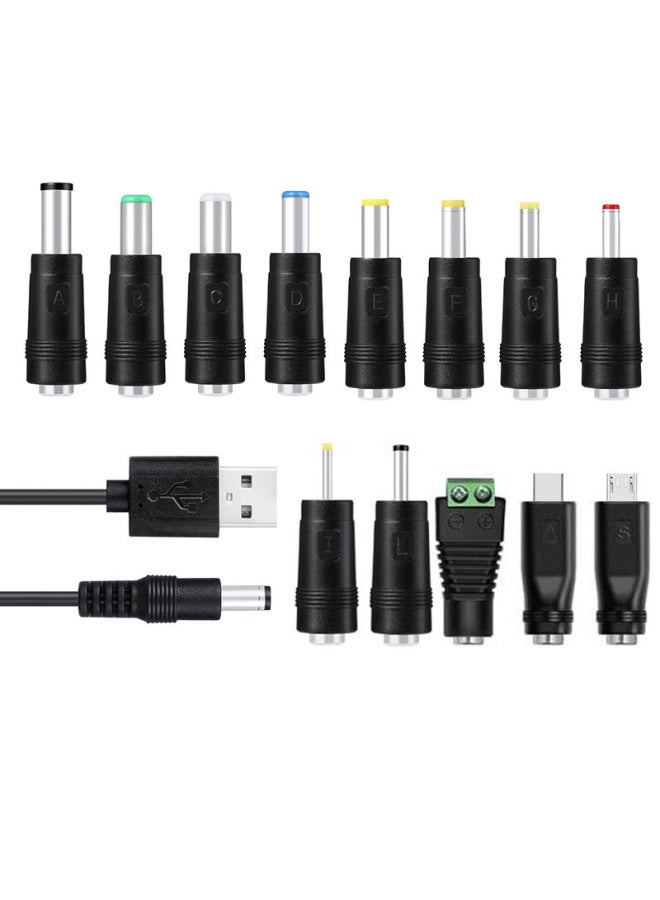 5.5*2.1 Base To Notebook 13 DC Adapter USB Power Cord Charging Wire 14 Suit-Color:13 Dc Adapters + Usb Cable 1m Set  - Image 3