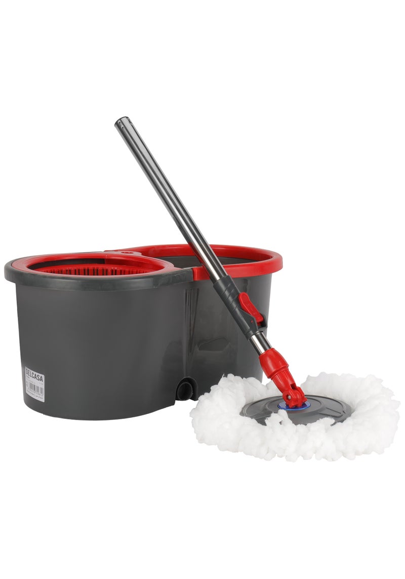 Delcasa 14Ltr Spin Mop Shine Sweep Spin Easy Mop , Mop And Bucket Set With Adjustable Height Microfiber Mop Head 360 Degree Rotating Plate - Image 1