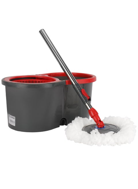 Delcasa 14Ltr Spin Mop Shine Sweep Spin Easy Mop , Mop And Bucket Set With Adjustable Height Microfiber Mop Head 360 Degree Rotating Plate