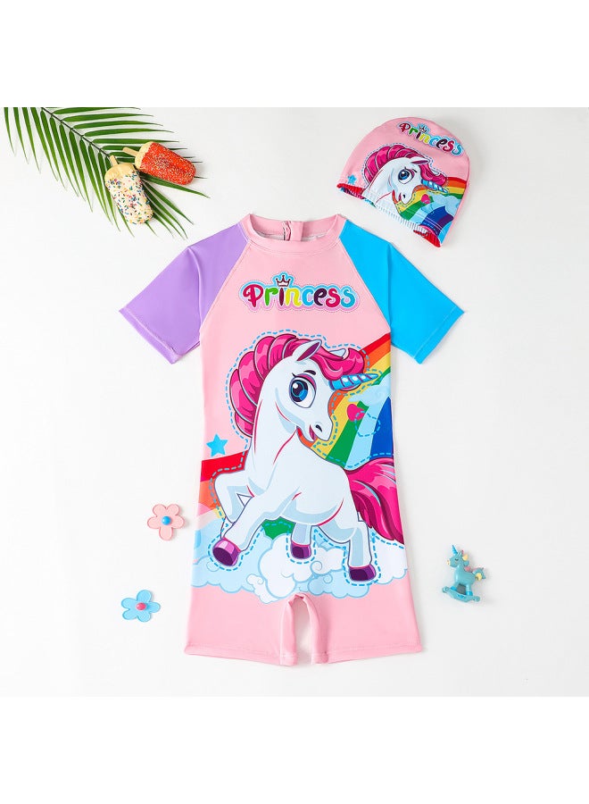 إسكدنيا ملابس سباحة للأطفال 2024 ملابس سباحة للأطفال صغيرة ومتوسطة وكبيرة بنمط رسوم متحركة سيوماتيكية للأطفال - اللون: Pony Paulie- - Image 4