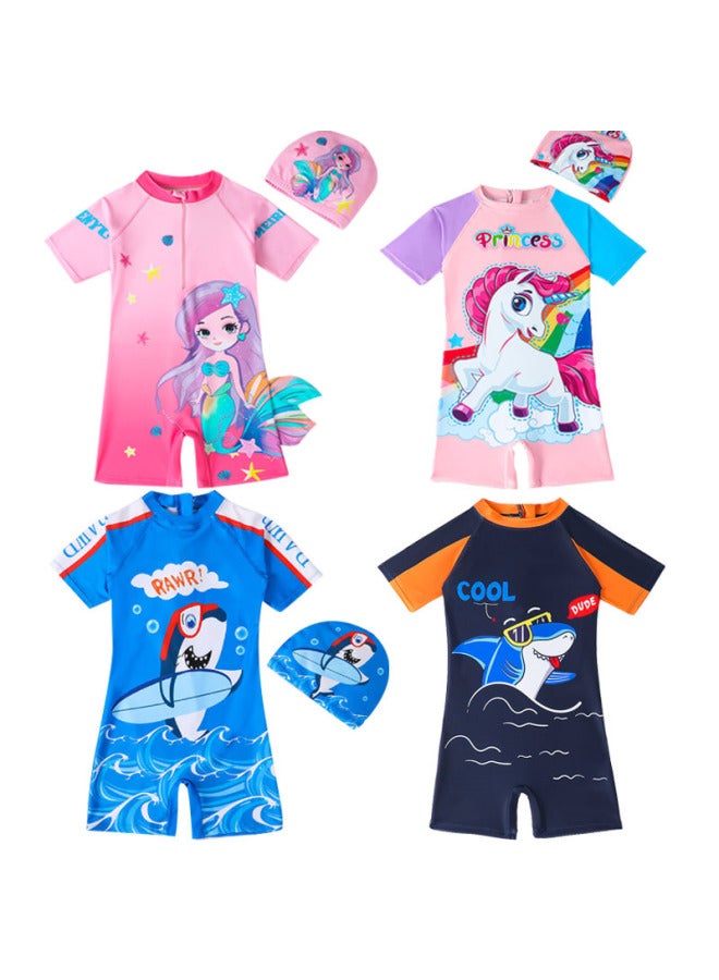 إسكدنيا ملابس سباحة للأطفال 2024 ملابس سباحة للأطفال صغيرة ومتوسطة وكبيرة بنمط رسوم متحركة سيوماتيكية للأطفال - اللون: Pony Paulie- - Image 3