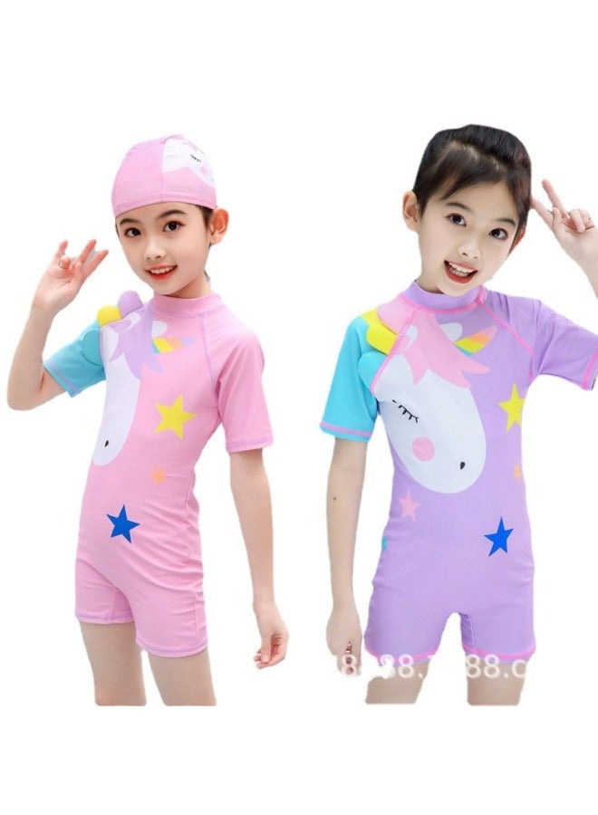 إسكدنيا ملابس سباحة للأطفال 2024 ملابس سباحة للأطفال صغيرة ومتوسطة وكبيرة بنمط رسوم متحركة سيوماتيكية للأطفال - اللون: Pony Paulie- - Image 1