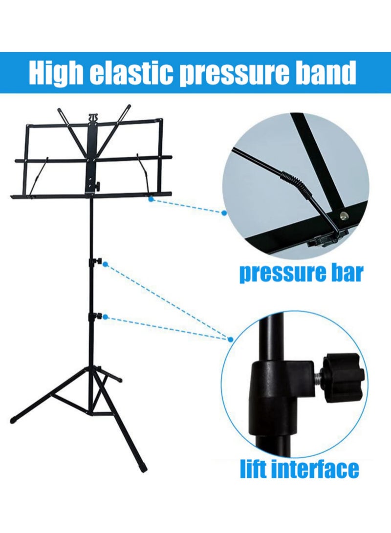 Folding Music Sheet Stand Aluminum Alloy Tripod Music Stands Holder Height Adjustable with Carrying Bag for Musical Instrument - Image 4