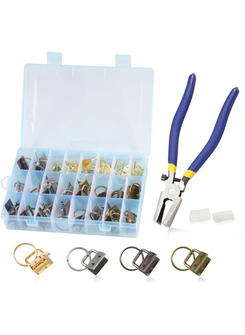 GGOOT Key Fob Hardware Pliers Tool 32 Pcs 0.8 inches Keychain Fob Hardware Kit 8 inches Key Fob Glass Running Plier with Rubber Cover for Wrist Strap Key Chain Lanyard Clasp Hardware - Image 1