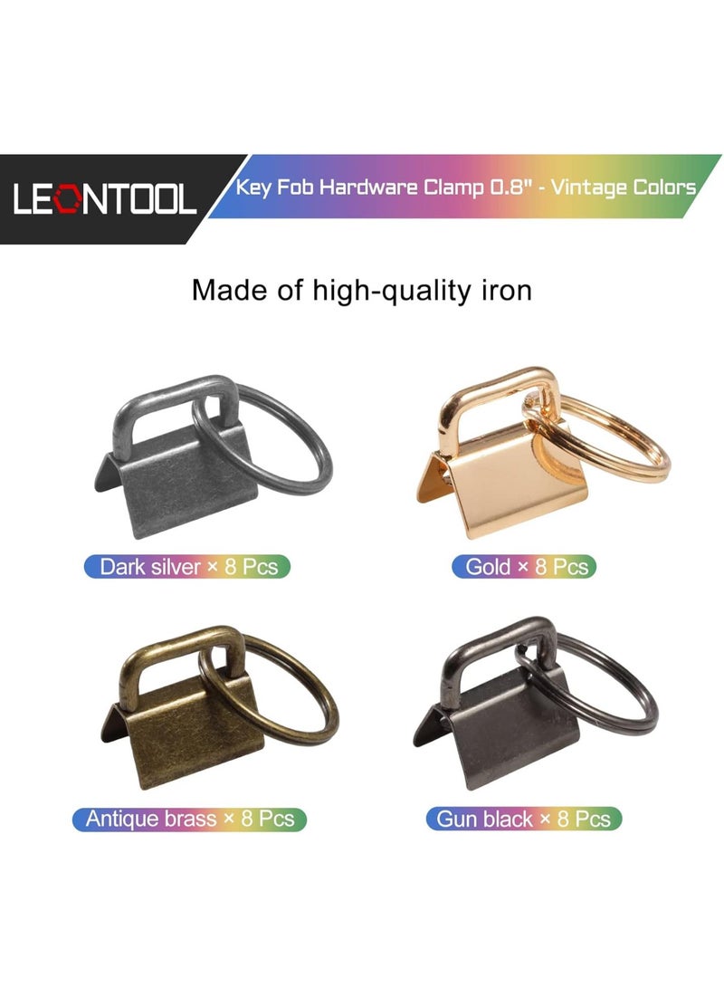 GGOOT Key Fob Hardware Pliers Tool 32 Pcs 0.8 inches Keychain Fob Hardware Kit 8 inches Key Fob Glass Running Plier with Rubber Cover for Wrist Strap Key Chain Lanyard Clasp Hardware - Image 3
