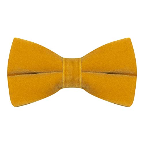 King & Priory Luxury Dark Gold Velvet Bow Tie - Image 1