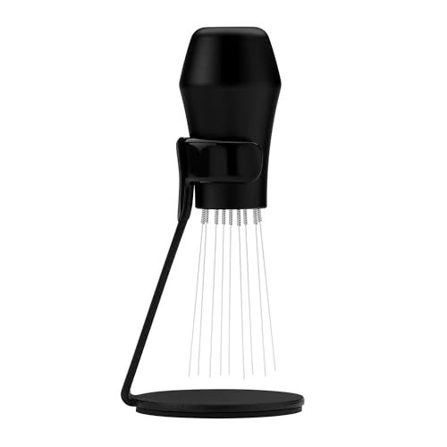 Normcore WDT Distribution Tool with Stand V39 Prong Needle Espresso Stirrer  18 Needles 025mm  03mm Thick Spring Wires  Weiss Distribution Technique  Anodized Aluminum Handle