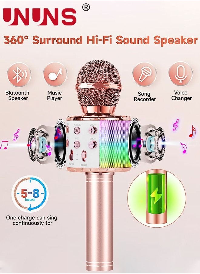 UNUNS - Wireless Bluetooth Microphone,Portable Handheld Mic Speaker For All Smartphones,Gifts For Girls Kids Adults All Age - Image 1
