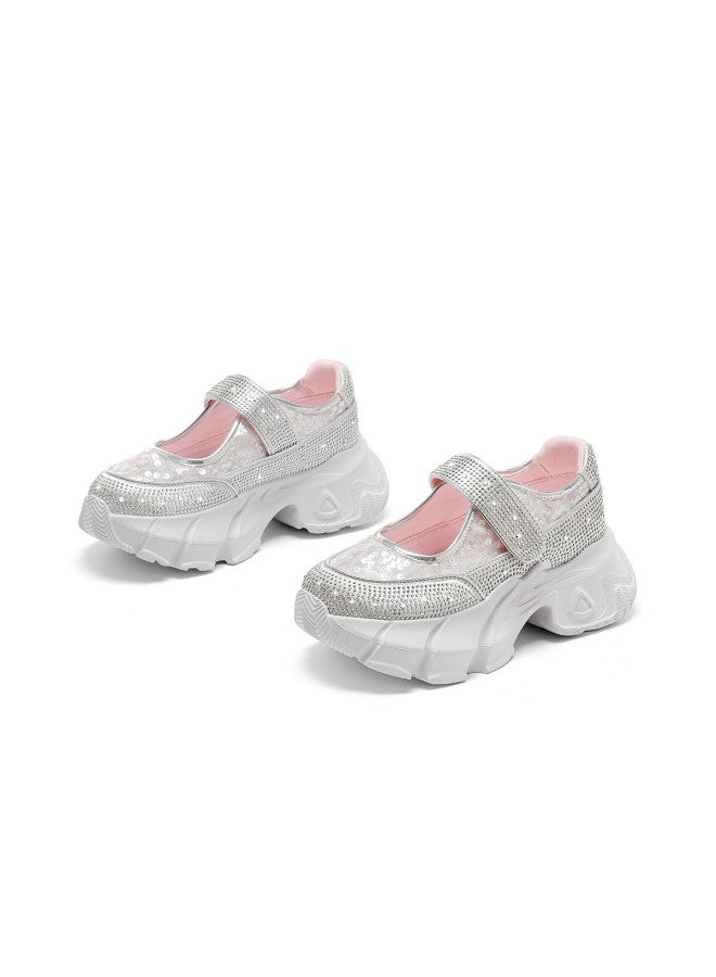 St&Sat Saturday Platform Casual Shoes With Rhinestones, Chunky Dad Shoes, Breathable And Versatile Women's Casual Shoes - Image 2