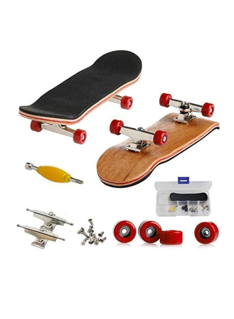 Excefore Finger Skateboard, Alloy Mini Skateboard Deck with Pro Fingerboard Tools and Anti-Slip Pu Pad, Pressure Gifts for Children Teens Adults (Red) - Image 1
