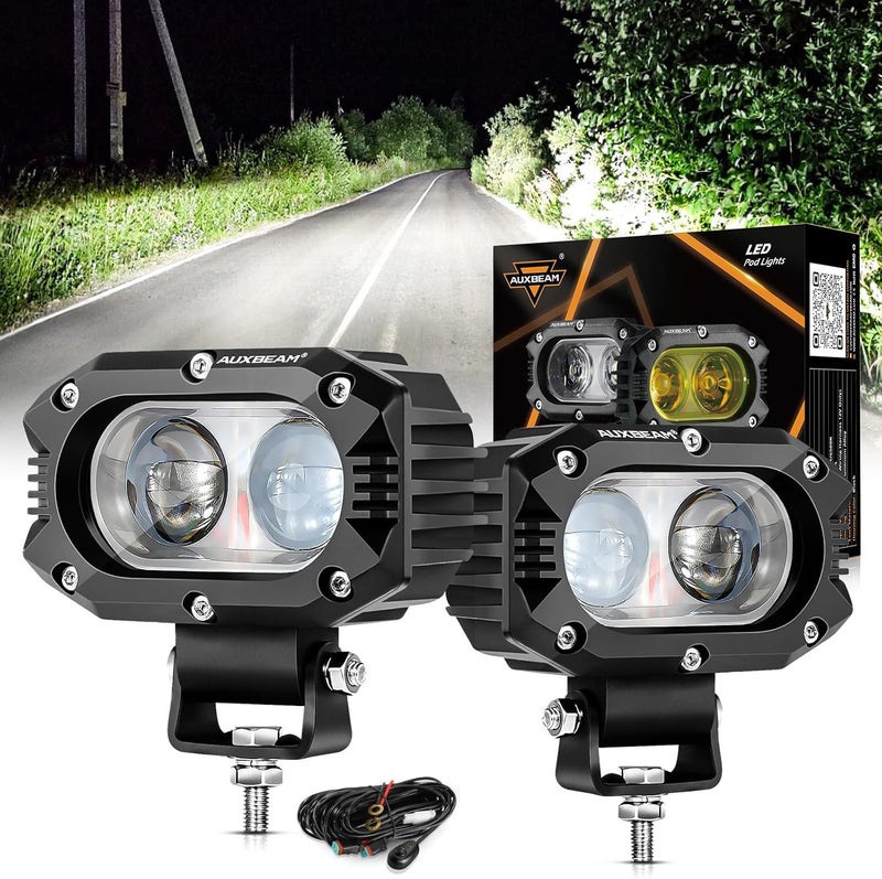 Auxbeam 4in 60W LED Pod Light for Truck, Super Bright Spot Beam 2Pcs Cube Offroad Light Bar for ATV UTV SUV Boat Jeep - Image 1
