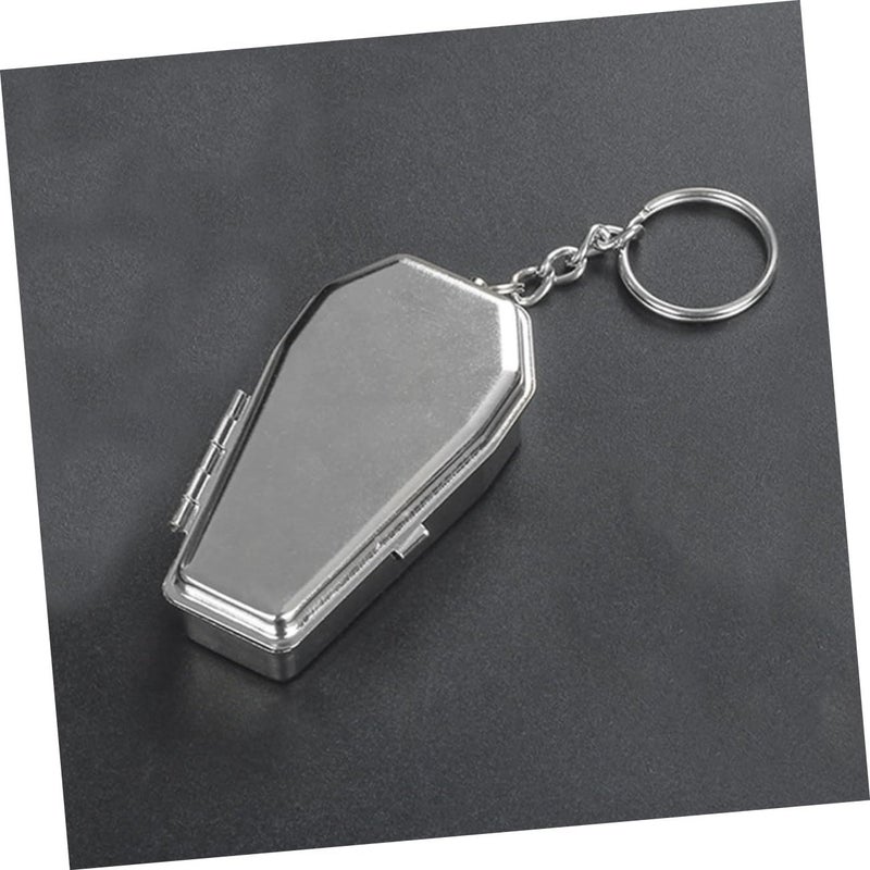 Portable Metal Pocket Ashtray Keychain Coffin Design Outdoor Decorative Key Holder - Image 5