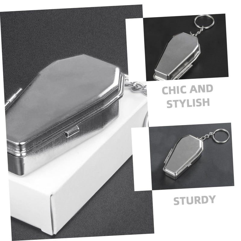 Portable Metal Pocket Ashtray Keychain Coffin Design Outdoor Decorative Key Holder - Image 4
