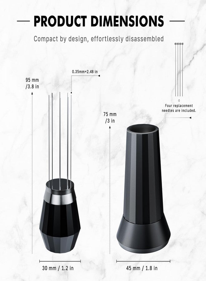 Dioomod WDT Espresso Distribution Tool Espresso Stirrer Tools for Barista, 0.35mm 8 Needles Espresso Coffee Stirrer with Extra 4 Replaceable Needles, Aluminum Alloy Handle with Stand (Black) - Image 2