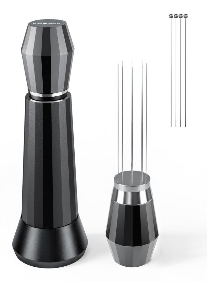 Dioomod WDT Espresso Distribution Tool Espresso Stirrer Tools for Barista, 0.35mm 8 Needles Espresso Coffee Stirrer with Extra 4 Replaceable Needles, Aluminum Alloy Handle with Stand (Black) - Image 1