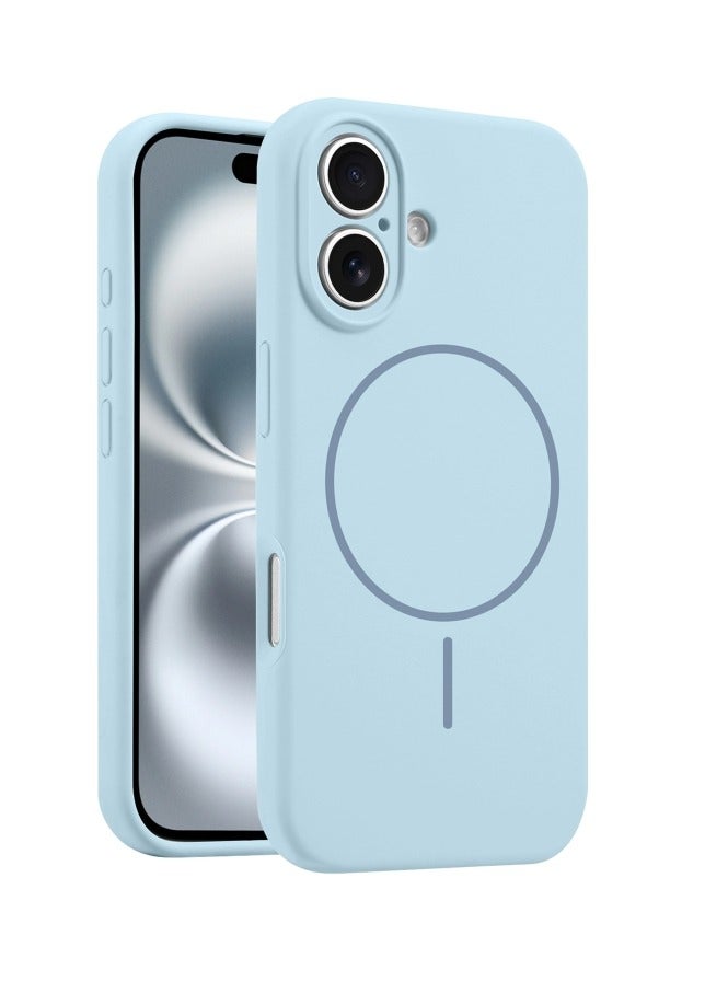 Silicon cover Compatible with iPhone16 Case, Liquid Silicone Case, Full Body Protective Cover, Shockproof, Slim Phone Case, Anti-Scratch Soft Microfiber Lining – Sky Blue
