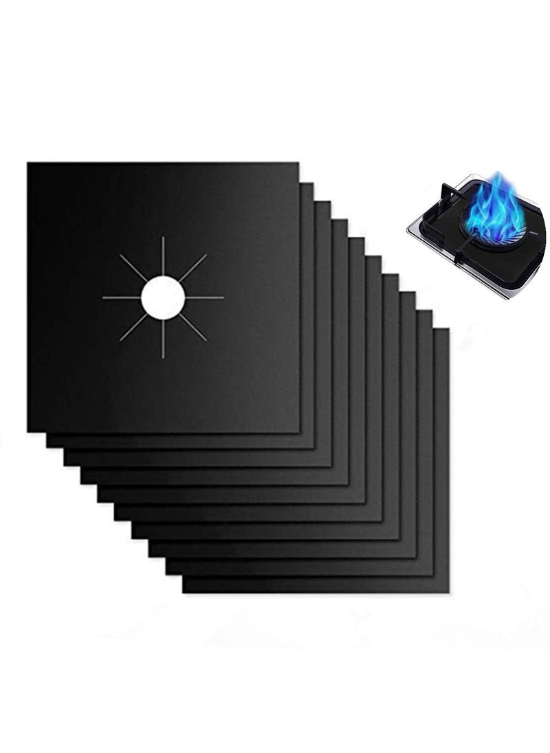 Forlivese Forlivese Reusable Gas Stove Burner Covers 10 Pack NonStick Stovetop Burner Liners Gas Range Protectors Size 106x 106 Inch Cuttable Dishwasher Safe Easy to Clean 