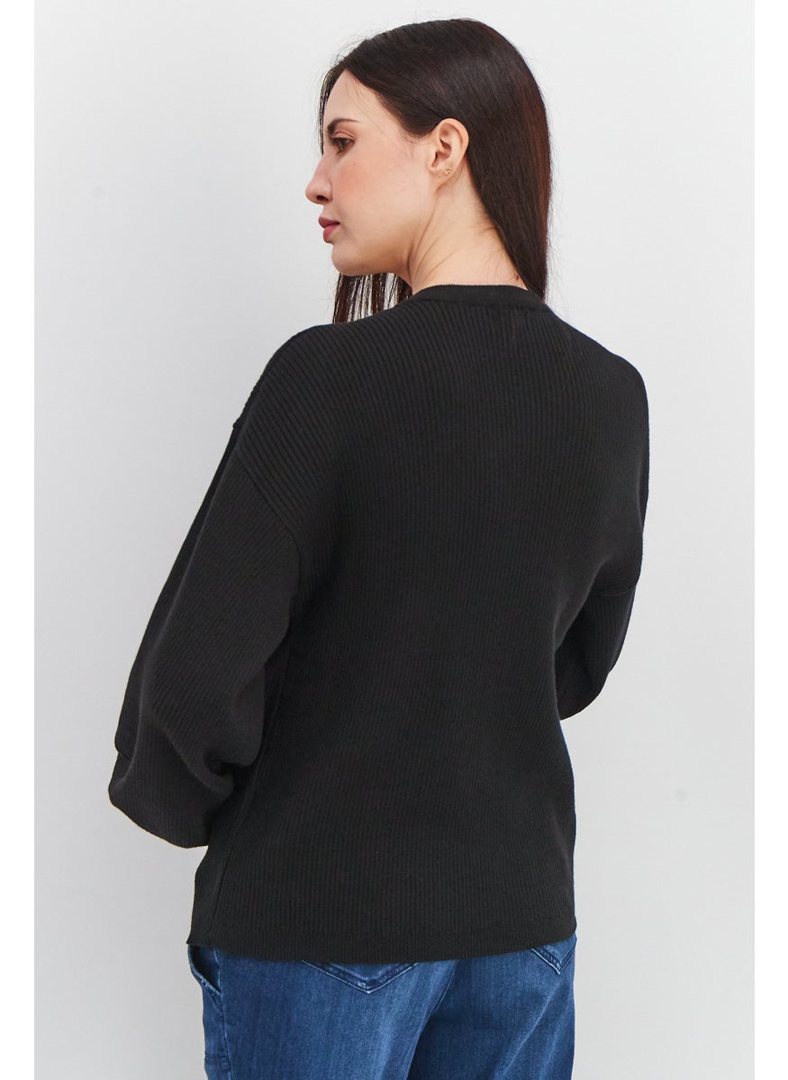 Cotton On Maternity Long Sleeve Ribbed Sweater, Black  - Image 3