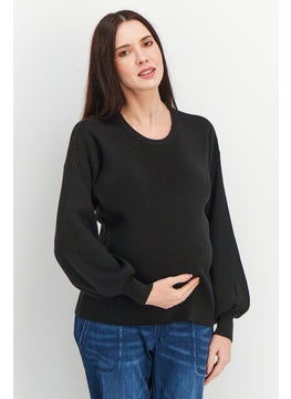 Cotton On Maternity Long Sleeve Ribbed Sweater, Black  - Image 1