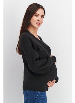 Cotton On Maternity Long Sleeve Ribbed Sweater, Black  - Image 2