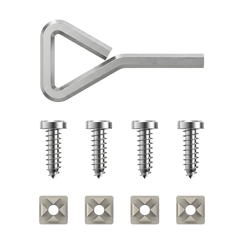 Rightcar Solutions License Plate Screws Stainless Steel License Plate Fasteners for License Plates RattleProof Security Screws with Hex Key AntiTheft Screws Silver - Image 1