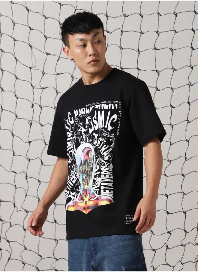 Hubberholme Men Futuristic Printed Oversized Fit T-shirt  - Image 2