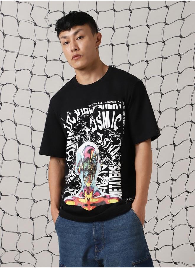 Hubberholme - Men Futuristic Printed Oversized Fit T-Shirt - Image 1