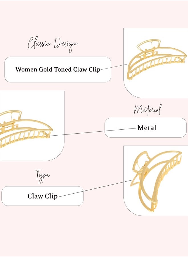Just Peachy Just Peachy Women?s Gold-Toned Claw Clip - Stylish & Elegant Hair Accessory | Strong Grip & Non-Slip Design | Perfect for Thick, Curly, or Straight Hair | Ideal for Everyday Wear & Special Occasions  - Image 4