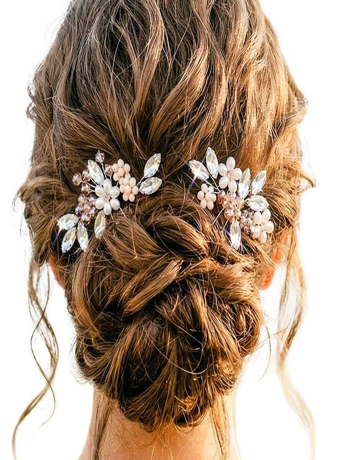 JEAIRTS Bridal Pearl Hair Pins Silver Crystal Wedding Prom Hair Accessories for Women - Image 1