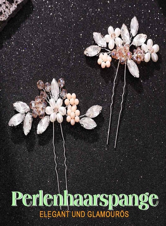 JEAIRTS Bridal Pearl Hair Pins Silver Crystal Wedding Prom Hair Accessories for Women - Image 2