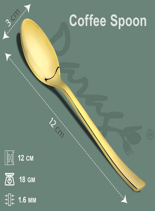 Parage 6 Pieces Stainless Steel Premium Small Coffee Spoons, Golden Spoon Set, Luxury Dinning Tabelware Gift House Warming, Length 12cm, Food Grade for Home & Kitchen, PVD Gold Coffee Spoon Set - Image 2