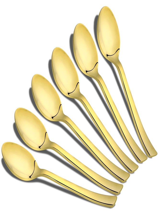 Parage 6 Pieces Stainless Steel Premium Small Coffee Spoons, Golden Spoon Set, Luxury Dinning Tabelware Gift House Warming, Length 12cm, Food Grade for Home & Kitchen, PVD Gold Coffee Spoon Set - Image 1