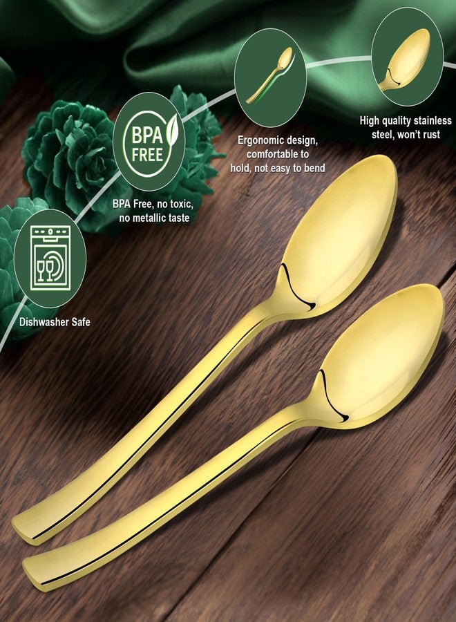 Parage 6 Pieces Stainless Steel Premium Small Coffee Spoons, Golden Spoon Set, Luxury Dinning Tabelware Gift House Warming, Length 12cm, Food Grade for Home & Kitchen, PVD Gold Coffee Spoon Set - Image 3