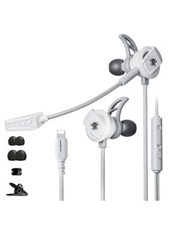 Plextone RX3 Pro Lightning Wired Gaming Earphones for iPhone with Dual HD Noise Isolating Microphone Removable Side-mounted In-Ear Headphones Hifi Sound Quality for Mobile Phones and Tablets Color Gray