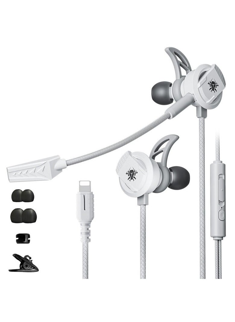 Plextone - Plextone RX3 Pro Lightning Wired Gaming Earphones for iPhone with Dual HD Noise Isolating Microphone Removable Side-mounted In-Ear Headphones Hifi Sound Quality for Mobile Phones and Tablets Color Gray - Image 1