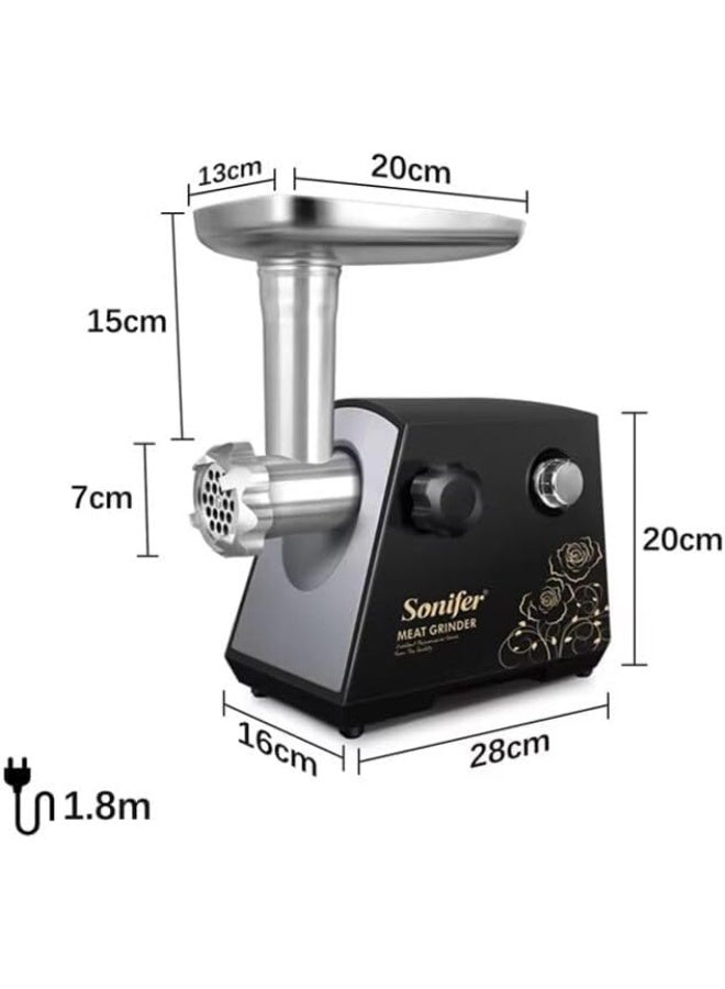 سونفير مفرمة لحم كهربائية من سونيفر SF-5002، مصنوعة من الفولاذ المقاوم للصدأ، بقوة 1200 واط - Image 2