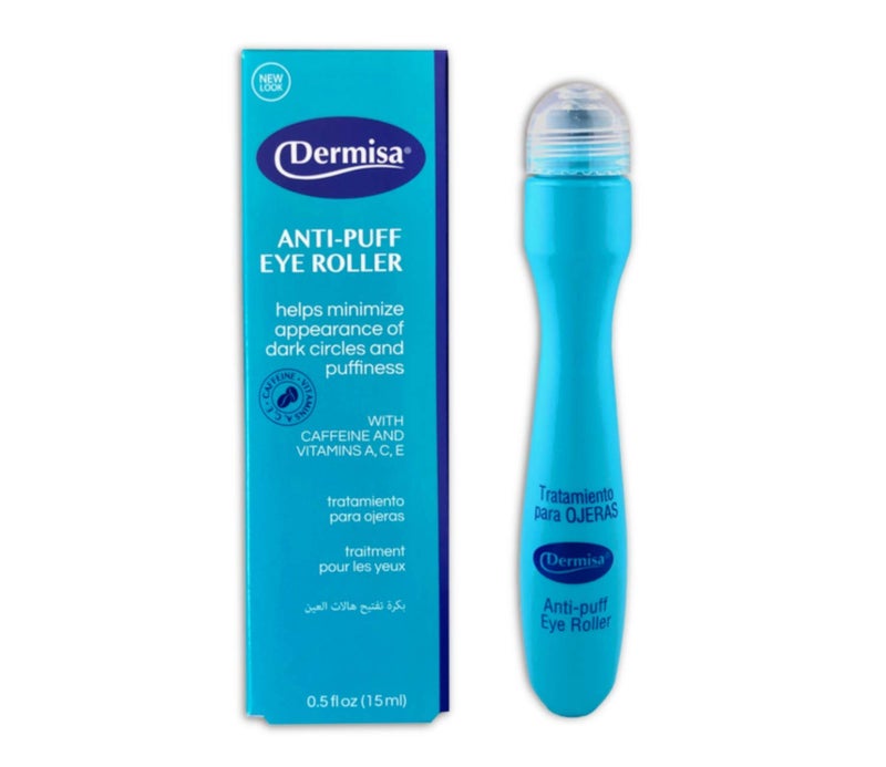Dermisa Eye Roller for Puffy Eyes  AntiPuff Dark Circle Under Eye Treatment Serum with Caffeine  Peppermint for Bright Healthy Skin  Paraben Fragrance Dye and Oil Free  Made in USA  Pack of 1