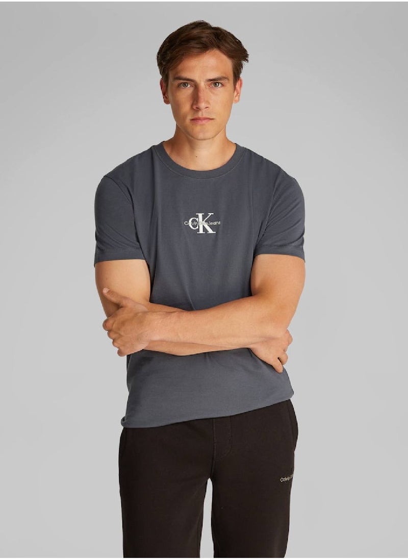 Calvin Klein Jeans Men's Monogram T-Shirt - Cotton, Grey  - Image 1