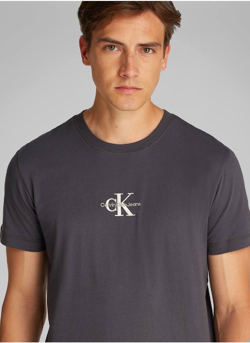 Calvin Klein Jeans Men's Monogram T-Shirt - Cotton, Grey  - Image 3