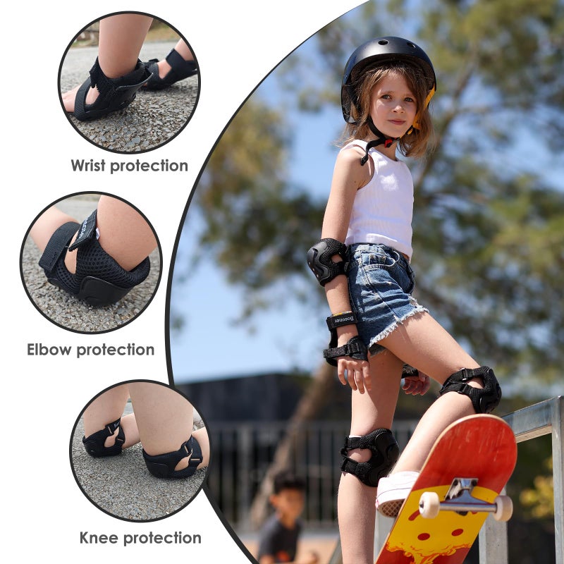 BOSONER Kids/Youth Knee Pad Elbow Pads Guards Protective Gear Set for Roller Skates Cycling BMX Bike Skateboard Inline Skatings Scooter Riding Sports - Image 2