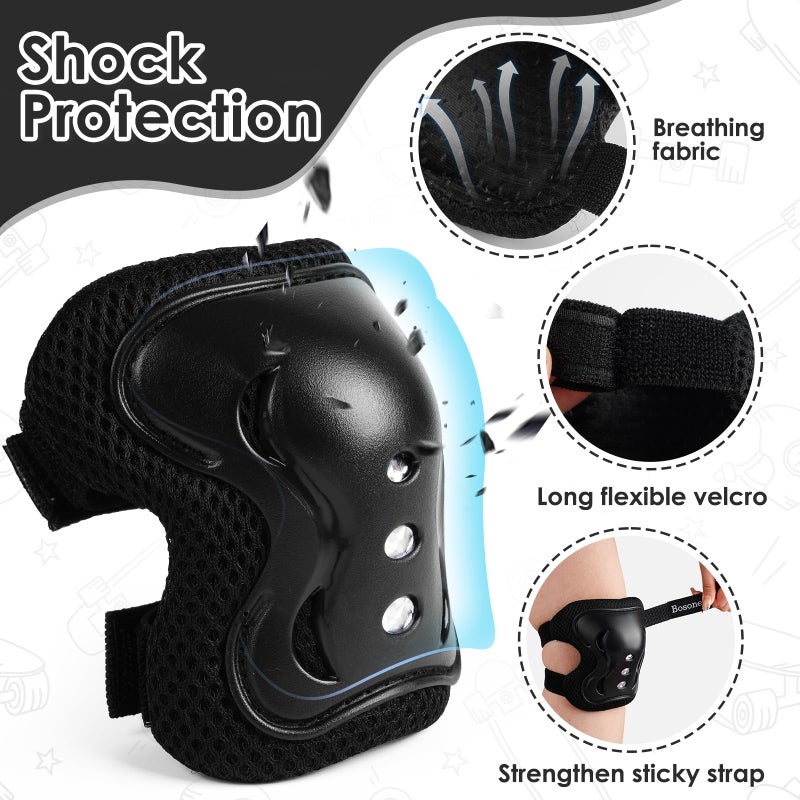 BOSONER Kids/Youth Knee Pad Elbow Pads Guards Protective Gear Set for Roller Skates Cycling BMX Bike Skateboard Inline Skatings Scooter Riding Sports - Image 5