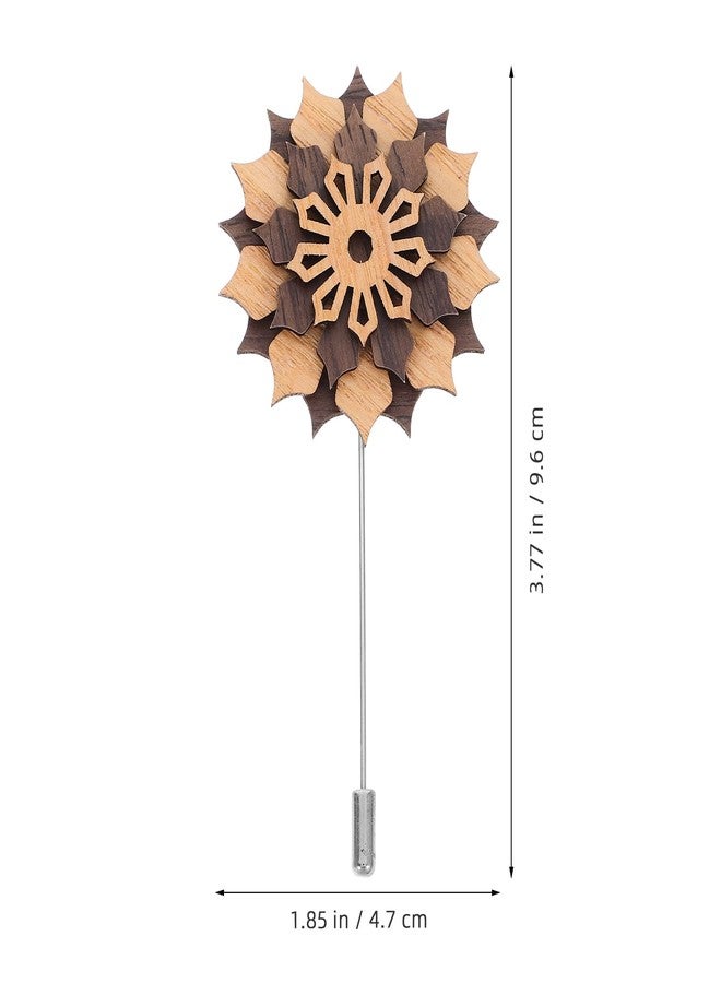 PACKOVE Wood Lapel Flower Wooden Boutonniere Brooch Floral Lapel Pin Handmade Jewelry for Wedding Corsage Suit Accessories - Image 2