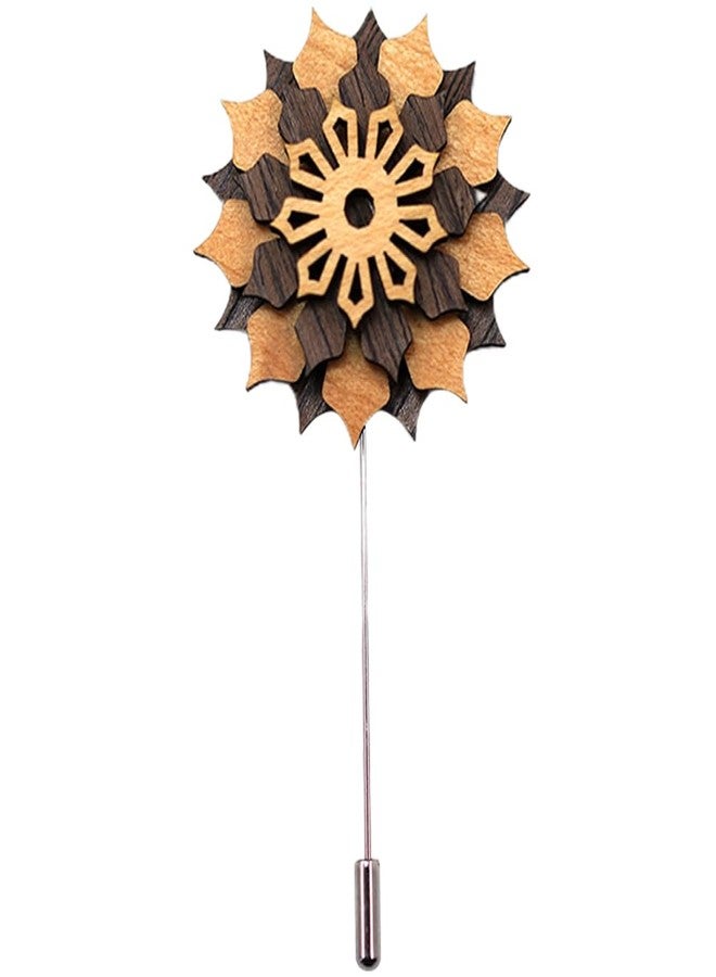 PACKOVE Wood Lapel Flower Wooden Boutonniere Brooch Floral Lapel Pin Handmade Jewelry for Wedding Corsage Suit Accessories - Image 1