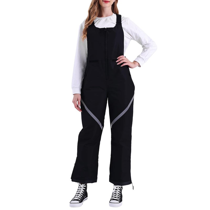 Tearom Womens Bib Snow Pants Women Ski Bib Insulated Snow Bib Overalls Windproof Waterproof Ski Pants (XL, Soft, Black) - Image 1