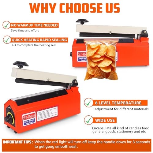 Hi-Power Sealing Machine for Food Packets, 16 Inch- 400 MM | 1-Year Warranty | Sealer Machine, Packing Machine Sealing, Poly Sealing Machine, Full Customer Support from Hi-Power - Image 5
