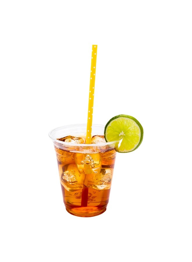 Restaurantware 7.8 Inch Paper Straws For Drinking, 100 Sturdy Eco-Friendly Paper Straws - Premium Polka Dots, Yellow Paper Durable Paper Straws, Vibrant Colors, For Cold Drinks - Image 2