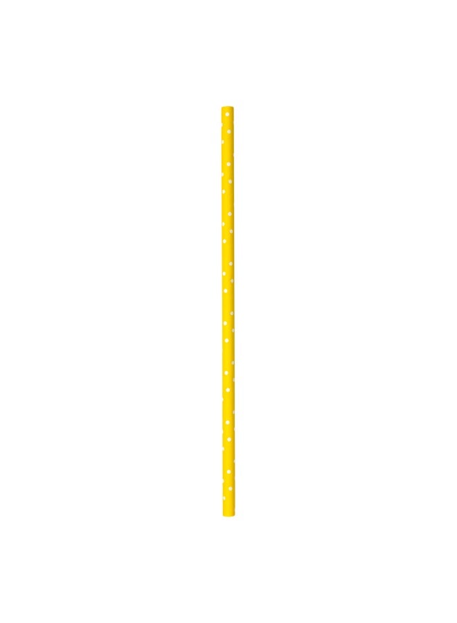 Restaurantware 7.8 Inch Paper Straws For Drinking, 100 Sturdy Eco-Friendly Paper Straws - Premium Polka Dots, Yellow Paper Durable Paper Straws, Vibrant Colors, For Cold Drinks - Image 1