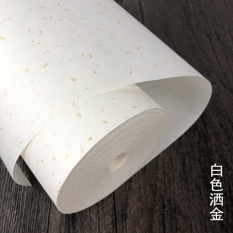 Sprinkled Gold Long Scroll, Thickened, In Bright Red, Buddha Yellow, Antique Blue And Black, Semi-Raw, Semi-Cooked, For Calligraphy And Traditional Chinese Painting - Image 1