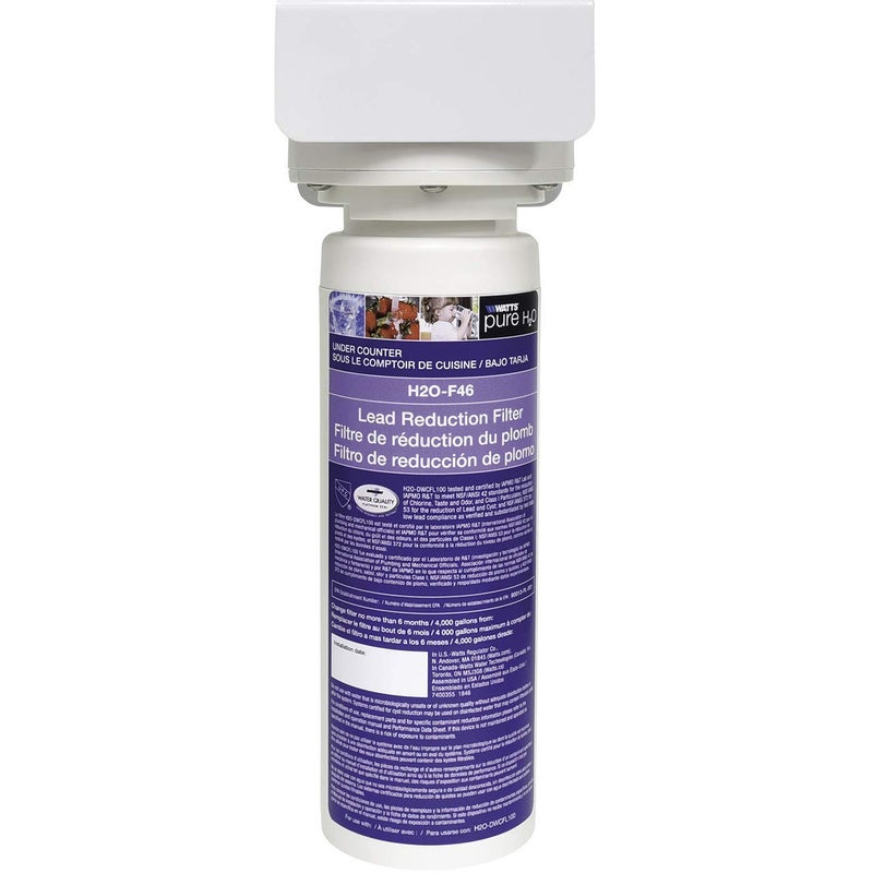 Watts Premier Watts Premier H2ODWCFL100 Pure H2O Lead Reduction Filtration System with FullFlow Filter and Supply Line Adapter Flow Rate 15 GPM 14 Turn Quick Change Reduces Sediment Chlorine Taste  Odor 