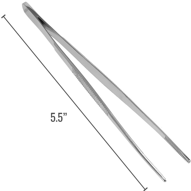 MABIS Surgical Tweezers and Dressing Forceps, 5.5 inches long, Serrated, Stainless Steel - Image 2